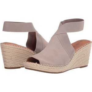 Gentle Souls Colleen Espadrille Wedge Sandals Womens 8 M Grey Tan Suede Shoes